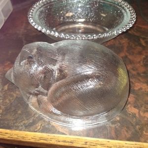 glass cat dish with lid